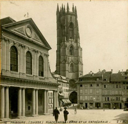 Photographie ancienne de la Basilique Notre-Dame de Fribourg