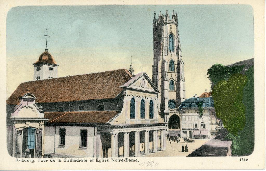 Photographie ancienne de la Basilique Notre-Dame de Fribourg