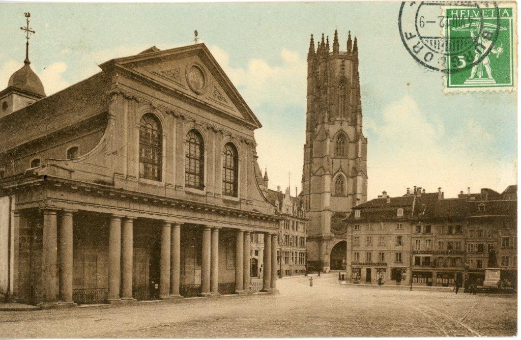 Photographie ancienne de la Basilique Notre-Dame de Fribourg