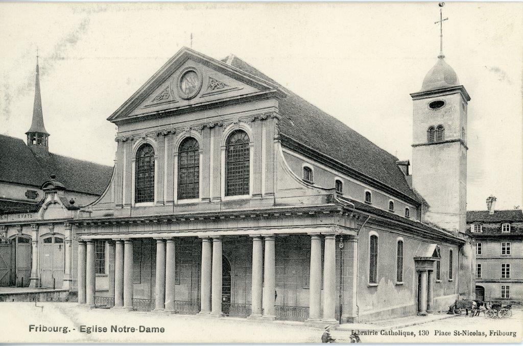 Photographie ancienne de la Basilique Notre-Dame de Fribourg