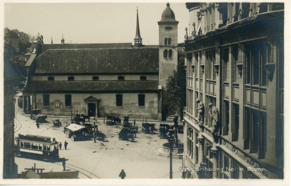 Photographie ancienne de la Basilique Notre-Dame de Fribourg